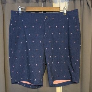 Pro Tour Men's Golf Casual Shorts Navy W/Pink Flamingo Print Quick Dry Sz 36 EUC